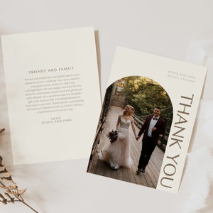 Carte de mariage simple et moderne avec message, carte de remerciement, cadeau de remerciement - Modification et téléchargement instantanés