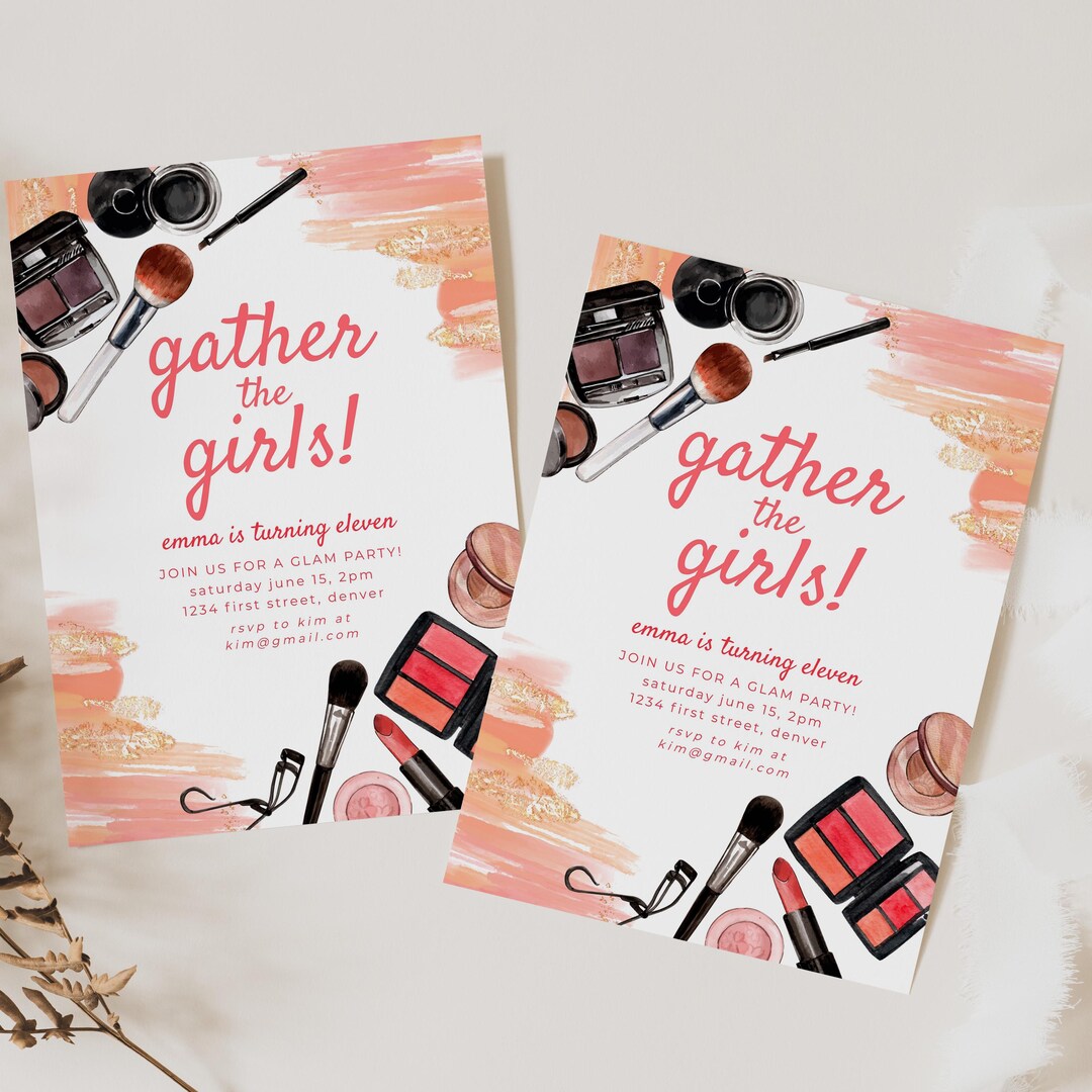 Gather the Girls Partytheme Birthday Party Invitation Template - Make ...