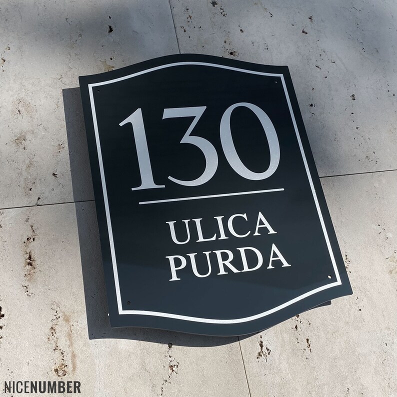 Contemporary Reflective House Sign Personalized Modern Address Plaque