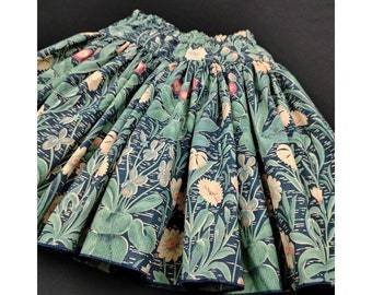 Reworked Vintage 90s Blue Floral Fabric Skirt