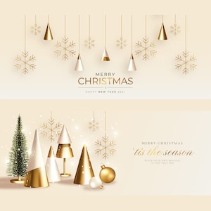 Gold Christmas & New Year SVG Clipart: Poster, Card, T-Shirt (2 Designs)