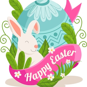 hand-drawn-easter-illustration-with-egg-bunny-Concept Illustration SVG - Digital download - Asset in Separate Files and Layers