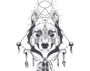 Wolf Head Vector SVG: Front View Design (Digital Download)