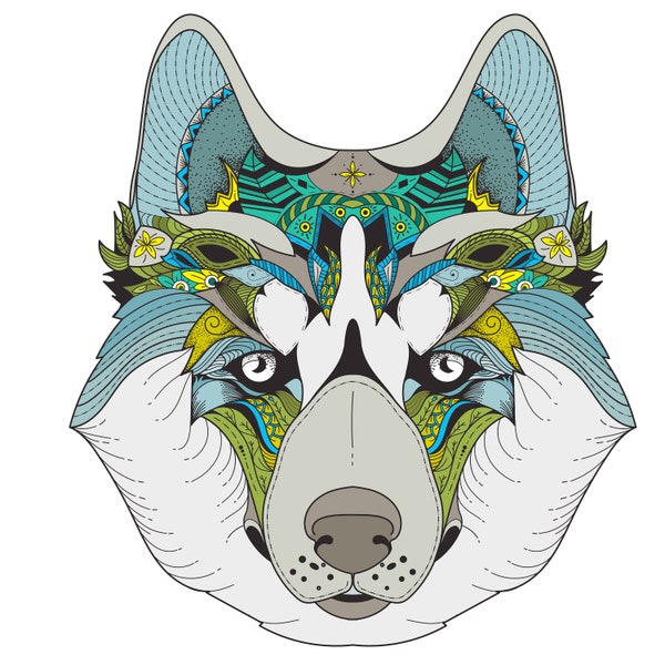 Zenart Husky Front View Husky Vector Art SVG Clipart For Canvas Printing For T-shirt Printing For Vinyl Printing Gift Card Backpack Sticker