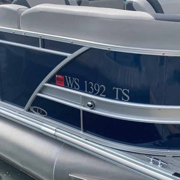 Custom White Boat Registration Numbers Decals | 3 Pairs, USA Made Vinyl Lettering