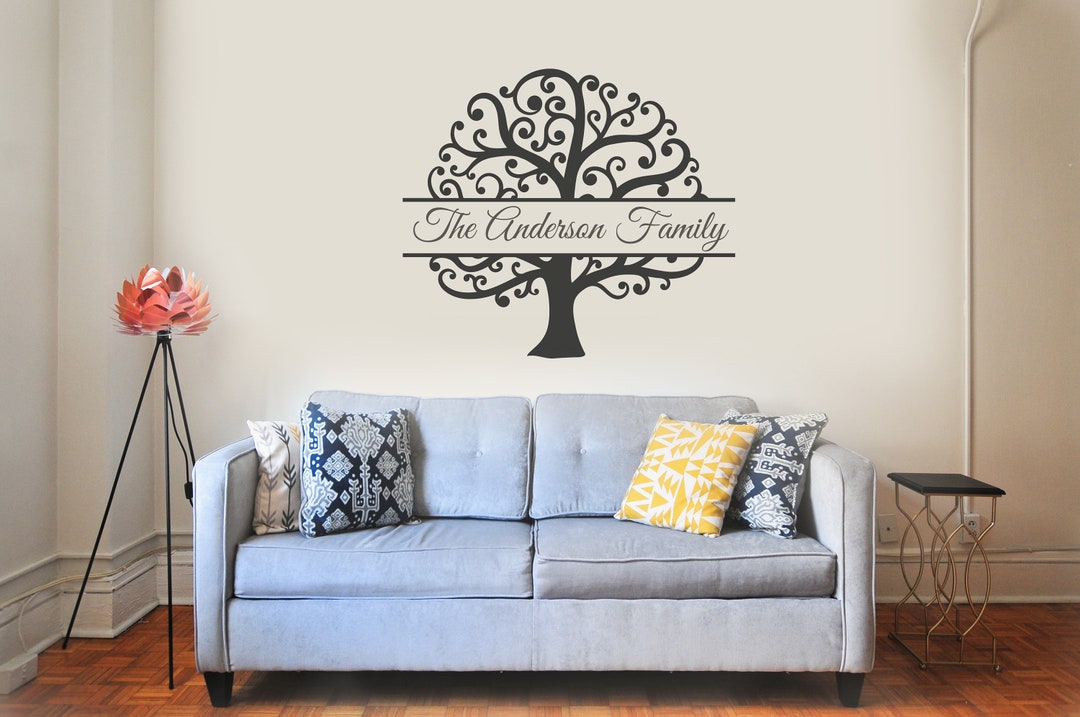 Family Tree Wall Decal Tree With Family Name Wall Art Vinyl Etsy