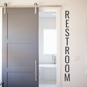 Vertical Restroom Sign Vinyl Decal for Restrooms, Restaurants, Wall Decor, Home Organization, Stores.