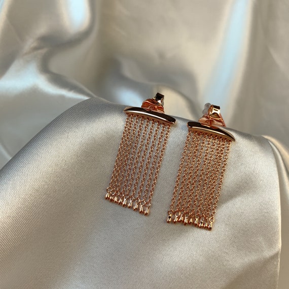 Vintage silver tassel earrings | 925 silver fringe