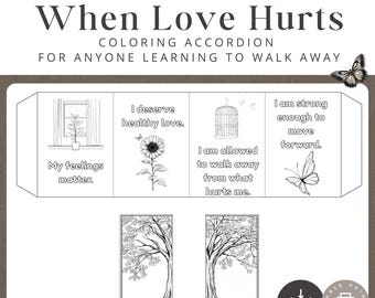 Divorce & Breakup Healing Coloring Printable, Affirmation Accordion for Letting Go of Unhealthy Relationships, Self Love Instant Download