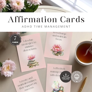 ADHD Affirmation Cards, Time Management Adults, Positive Self Talk Teens, Daily Habit Mindset Routine, Executive Function, INSTANT DOWNLOAD