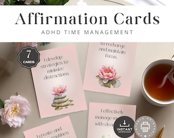 ADHD Affirmation Cards, Time Management Adults, Positive Self Talk Teens, Daily Habit Mindset Routine, Executive Function, INSTANT DOWNLOAD