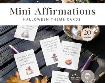 Halloween Affirmation Cards, Student Positive Message Set, Teacher Mindset Deck Fall, Autumn Self-Love Quote, Minimalist, INSTANT DOWNLOAD