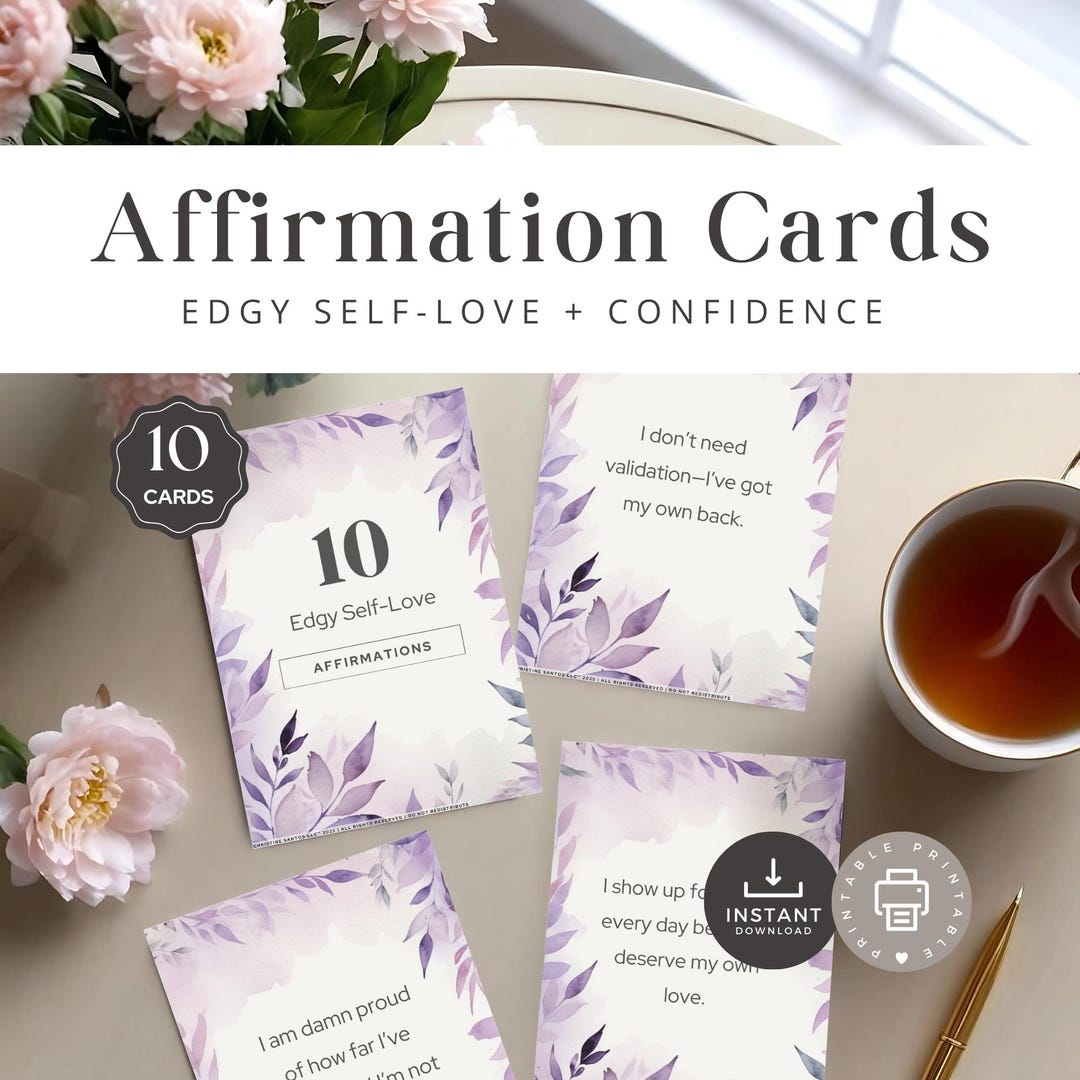 Printable Self Love Affirmation Cards, Daily Mindset Routine Women ...