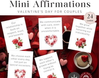 Valentine's Affirmation Cards for Couples | Editable Canva Template | Printable PDF | Relationship Goals | Date Night Instant Download