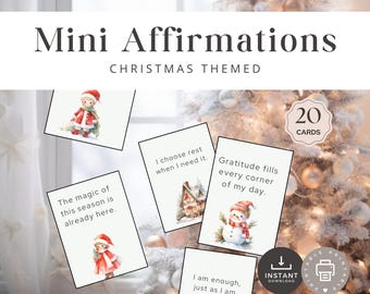 Christmas Affirmation Cards Printable, Winter Mindfulness Deck, Holiday Positivity Set for Kids & Adults, Minimalist, INSTANT DOWNLOAD