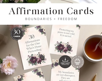 Boundaries and Freedom Printable Deck,Empowerment Affirmation Cards,  Authentic Living Daily Practice, Self-Trust and Motivation Card Set
