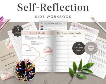 Emotional Regulation Workbook for Kids, Self-Reflection Worksheets, Editable Teacher Activity Sheet, Tween School Emotion, INSTANT DOWNLOAD