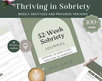 Sobriety Journal, 52 Week Recovery Planner, Sober Living, Addiction Workbook, INSTANT DOWNLOAD