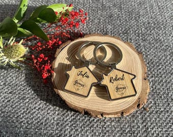 2x Personalisierte Schlüsselanhänger In Hausform - Mit Gravur, Perfektes Einzugsgeschenk