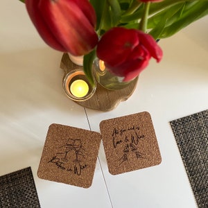 Personalisierte Korkuntersetzer eckig, rund / Platzkarten/ Namensschild/ Gastgeschenk klein / Glasuntersetzer mit Wunschtext
