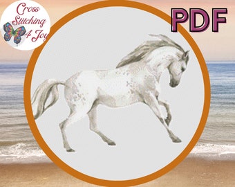 Horse Cross Stitch Pattern, Majestic Animal, Modern Colorful Nature Art, Counted Embroidery Xstitch Pillow, Palomino Lover Gift  /Horse1/