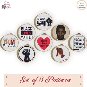 Black Lives Matter Bundle, Set van 8 Cross Stitch Patterns, John Lewis Quote, Civil Rights Protest, Black History, Easy Crossstitch Charts