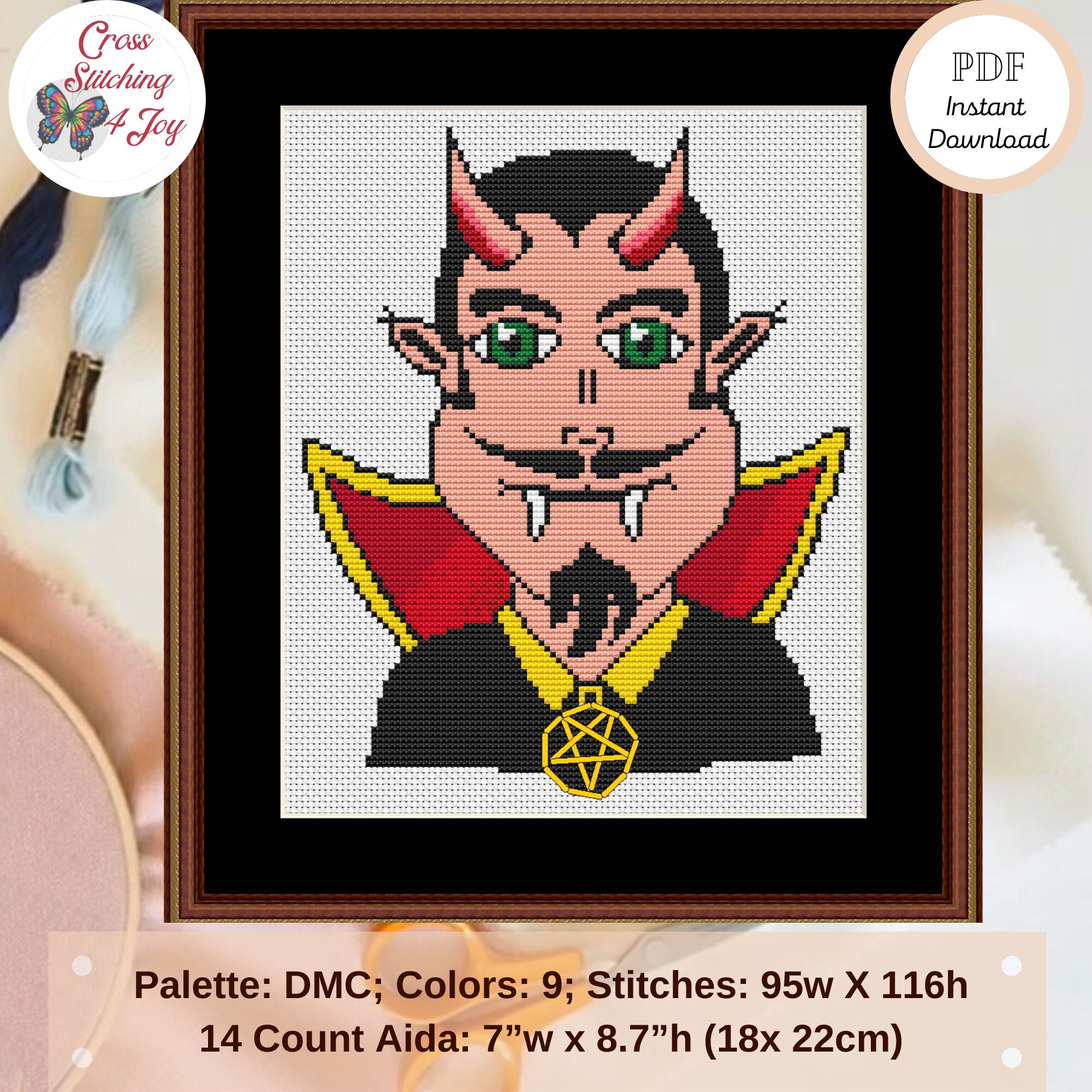 Dracula Decor Halloween Vampire Cross Stitch Patterns PDF Etsy
