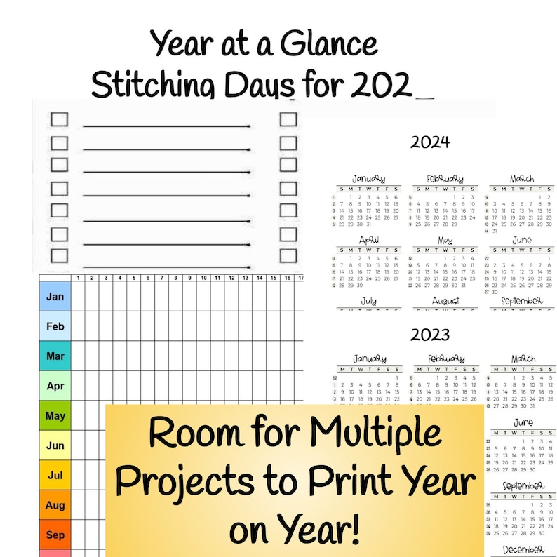 Cross Stitch Craft Organiser, Printable Journal, Planner Tracker Pack, Sketching, Manage ...