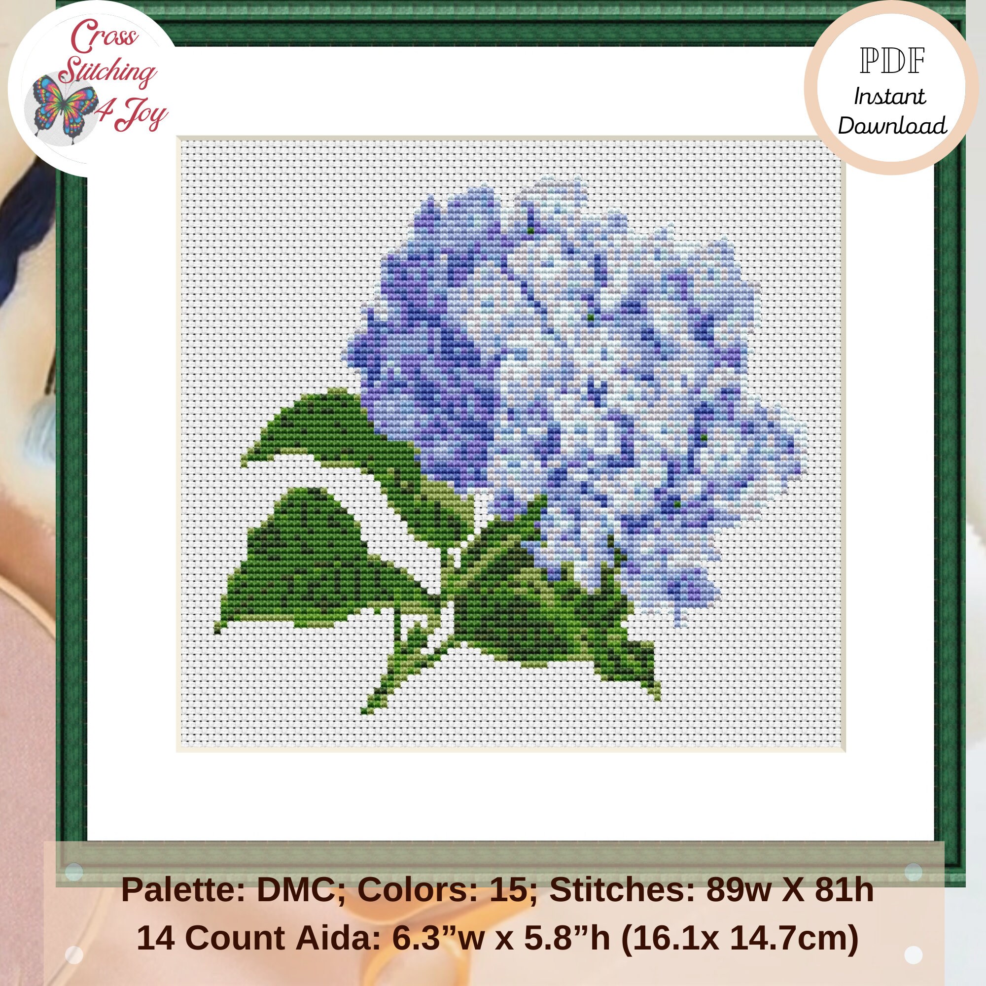 Beautiful Blue Hydrangeas Cross Stitch Pattern Flower Nature - Etsy España