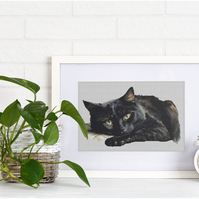 Halloween Girl Pumpkin and a Black Cat Counted Cross Stitch Pattern