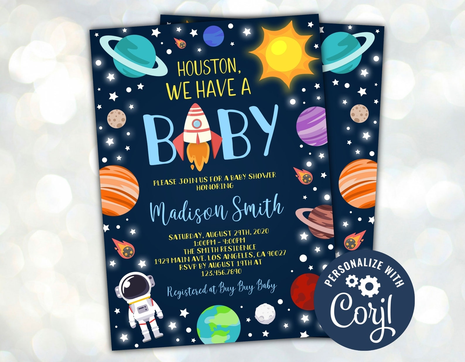 Editable Space Baby Shower Invitation Galaxy Baby Etsy