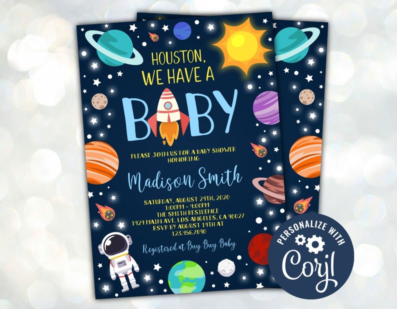 Editable Space Baby Shower Invitation Galaxy Baby Etsy