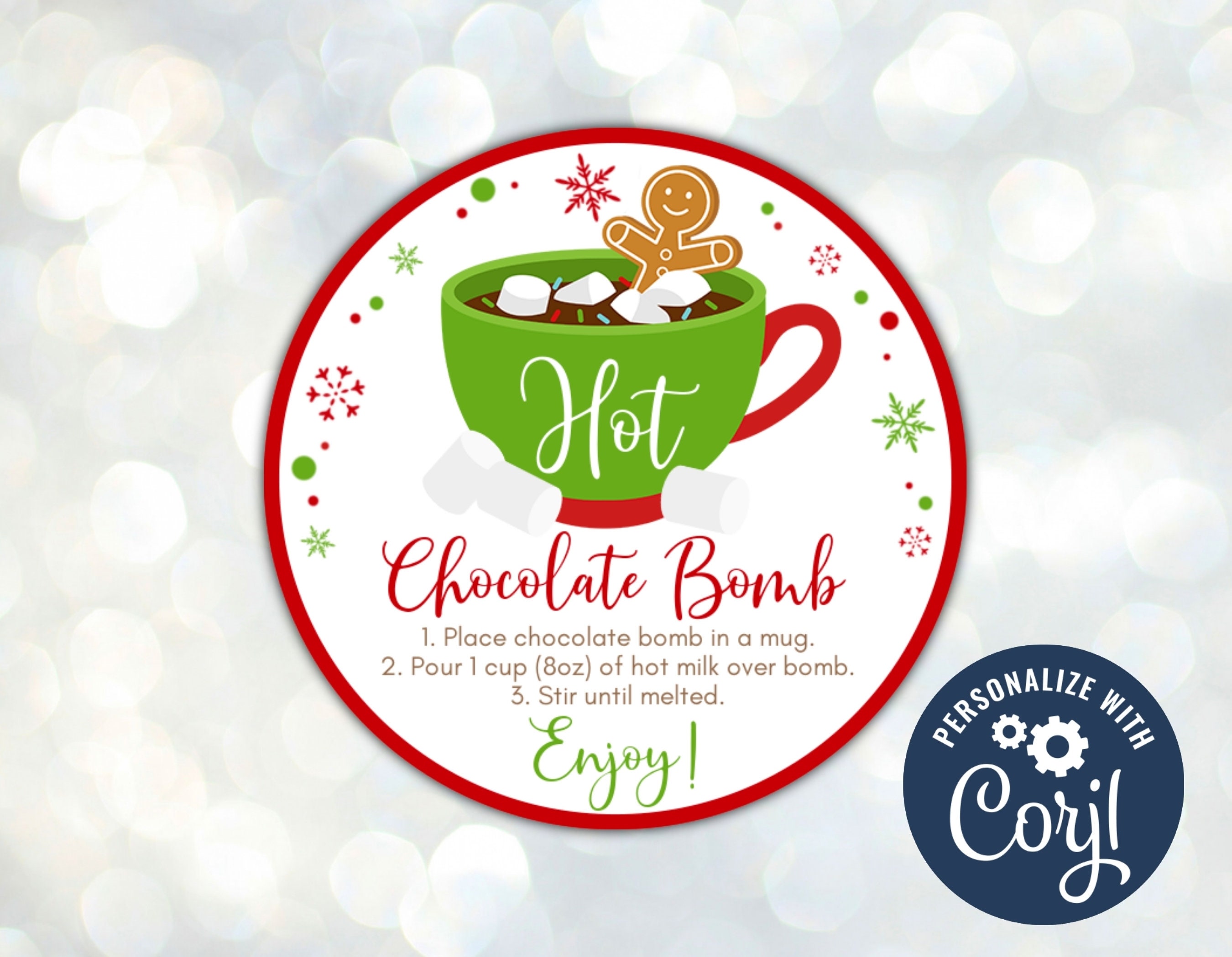 Editable Christmas Hot Cocoa Bomb Tags Printable Hot Etsy UK