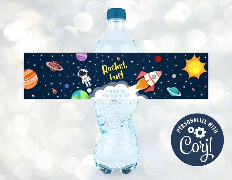Editable Space Water Bottle Label Rocket Fuel Label Outer Etsy