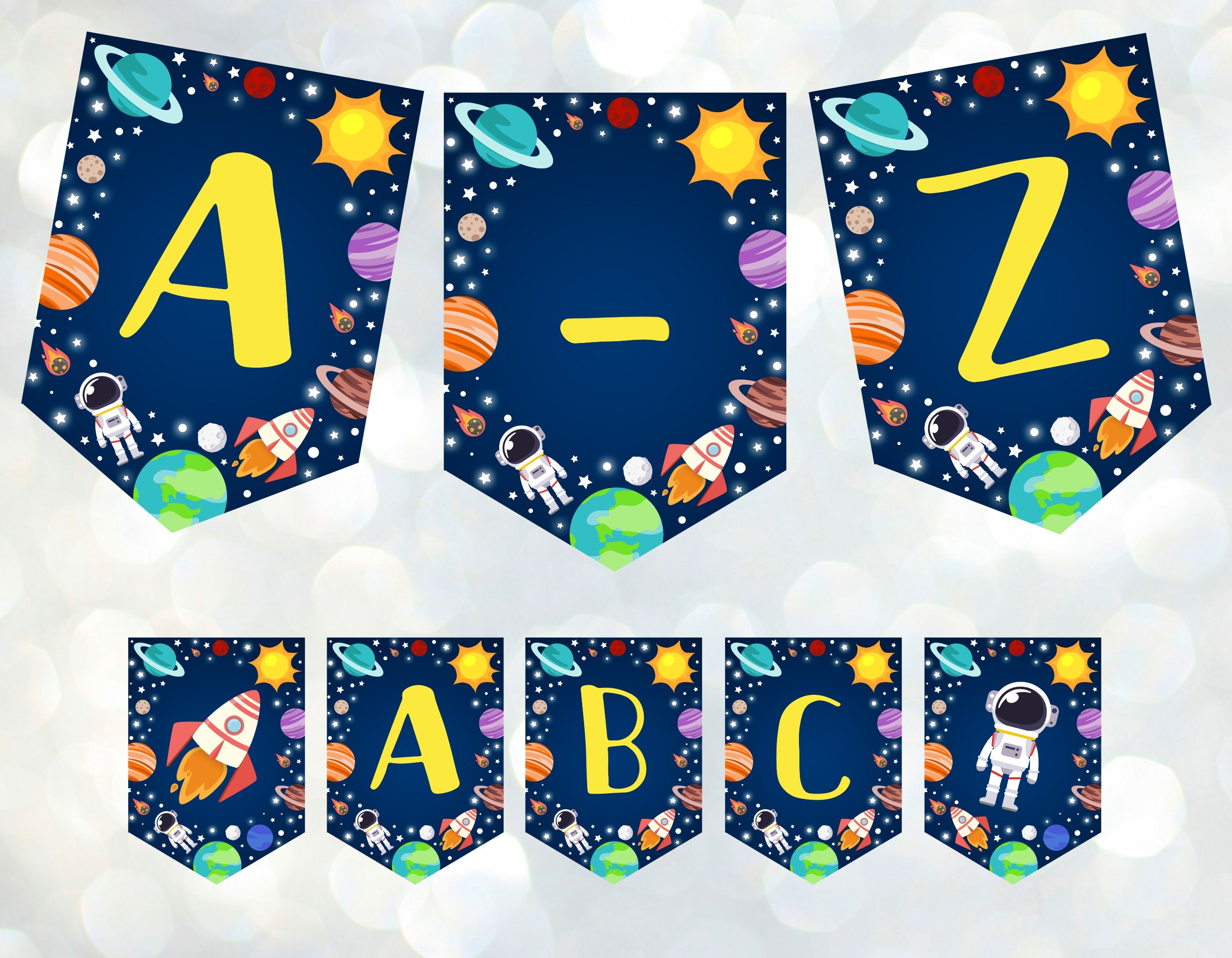 Editable Space Birthday Party Banner Outer Space Boy Baby | Etsy