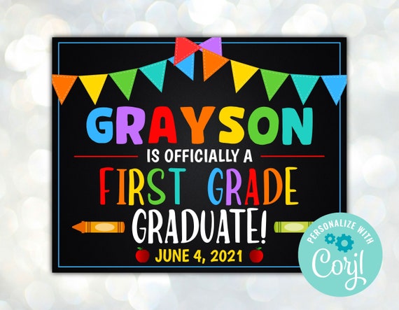Editable First Grade Graduation Sign | Etsy