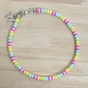 Colorful Rainbow Beaded Anklet, Bright Anklet, Rainbow Beaded Anklet, Rainbow Heishi Beaded Anklet, Colorful Anklet, Sweet Tart Anklet