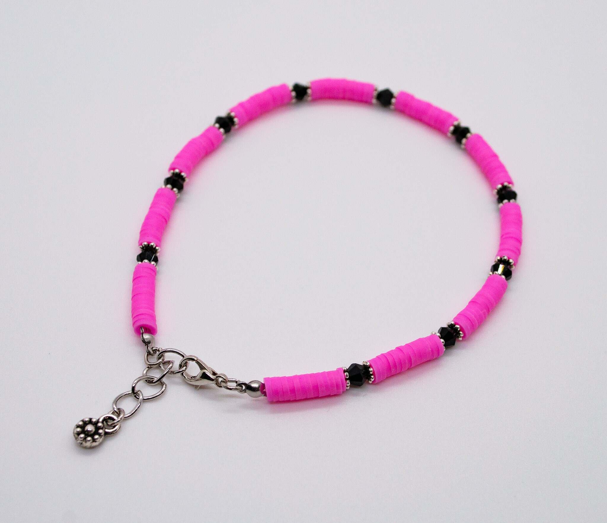 Helles Rosa und Schwarzes Fußkettchen Knöchel mit rosa und | Etsy