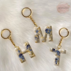 Forget-me-not keychain - real dried flowers