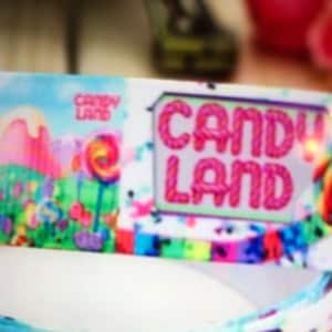 LAND of the SWEETS! ! 7/8” grosgrain ribbon, choose 3 or 5 yds., this candy ribbon doesn’t cause cavities, and it makes a darn good gift!