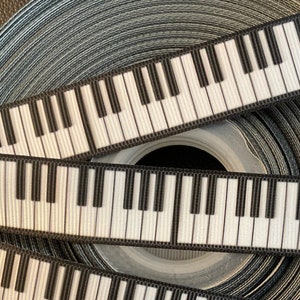 PIANO KEYS!  1” grosgrain ribbon!  Choose 3/5 yds., tickling the ivories and perfect for embellishment/hair/decor/gifting & all projects!
