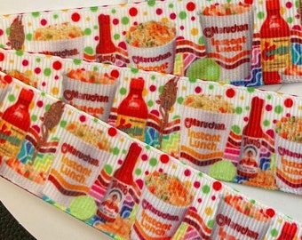 RAMEN NOODLES!  1” grosgrain ribbon, choose 3/5 yds., delish, perfect for embellishment/hair/decor/gifting & all of your creative projects!
