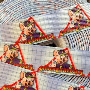 CHUCK E. CHEESE!  1” grosgrain ribbon, choose 3/5 yds., mmm pizza, perfect for embellishment/hair bows/decor/gifting & all your projects!
