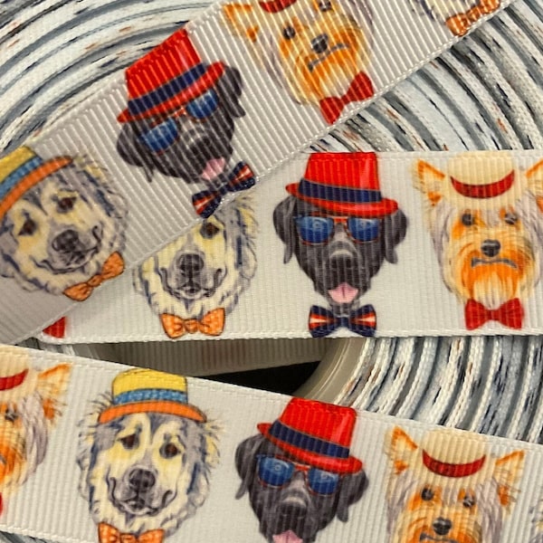 STYLISH CANINES!  1”grosgrain ribbon, choose 3 or 5 yds., perfect for embellishment/dog collars/decor/gifting & all your creative projects!