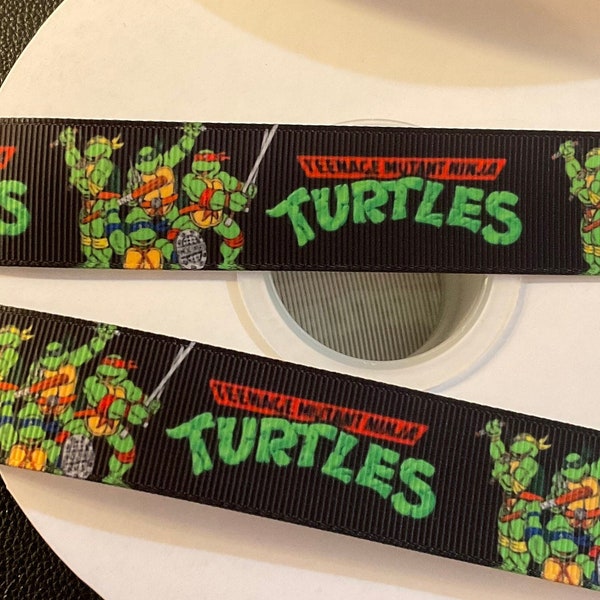 TURTLE WARRIORS!  1” ribbon!  Choose 3/5 yards, beloved cartoon characters, TMNT series, cowabunga dude & it makes a darn good gift!