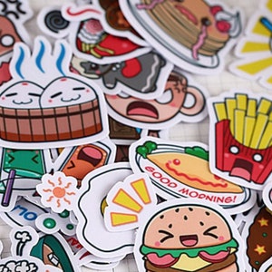 FOOD, FOOD, FOOD!  40 assorted food stickers, funny food stickers, small food stickers, funny food designs and they make a darn good gift!
