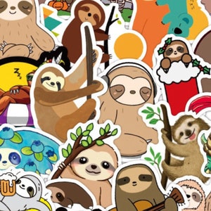 SLOTHS!  Choose 25 or 50 various decals, cutest SLOTHS ever, hurry, the sloths are coming, SLOTH lovers & they make a darn good gift