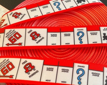 BOARD GAME FUN ribbon!  1” grosgrain, choose 3/5 yds., “ Go directly to jail” & it’s perfect for embellishment/decor/hair/gifting!