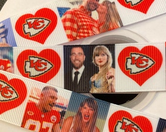 TRAVIS + TAYLOR = cinta de grosgrain de 1”, 3 o 5 yardas, romance futbolístico, perfecta para adornos/cabello/decoración/regalos y todas las cosas creativas.