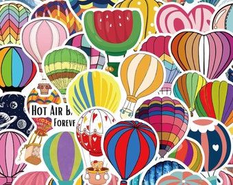 HOT AIR BALLOONS!   Choose 25 or 50 decals, up, up and away, bright colors, fun designs, my beautiful balloon & it makes a darn good gift!